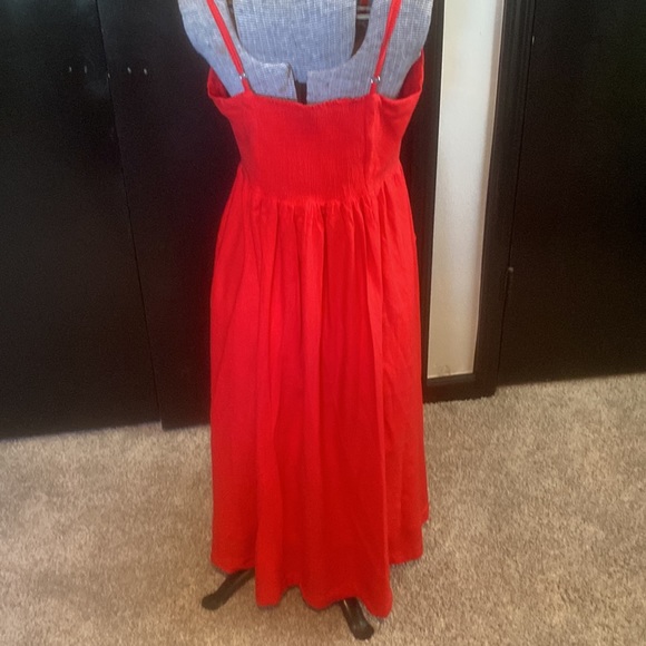 Buffalo David Bitton Red Button Up Linen MIDI Dress size xl - Picture 2 of 10